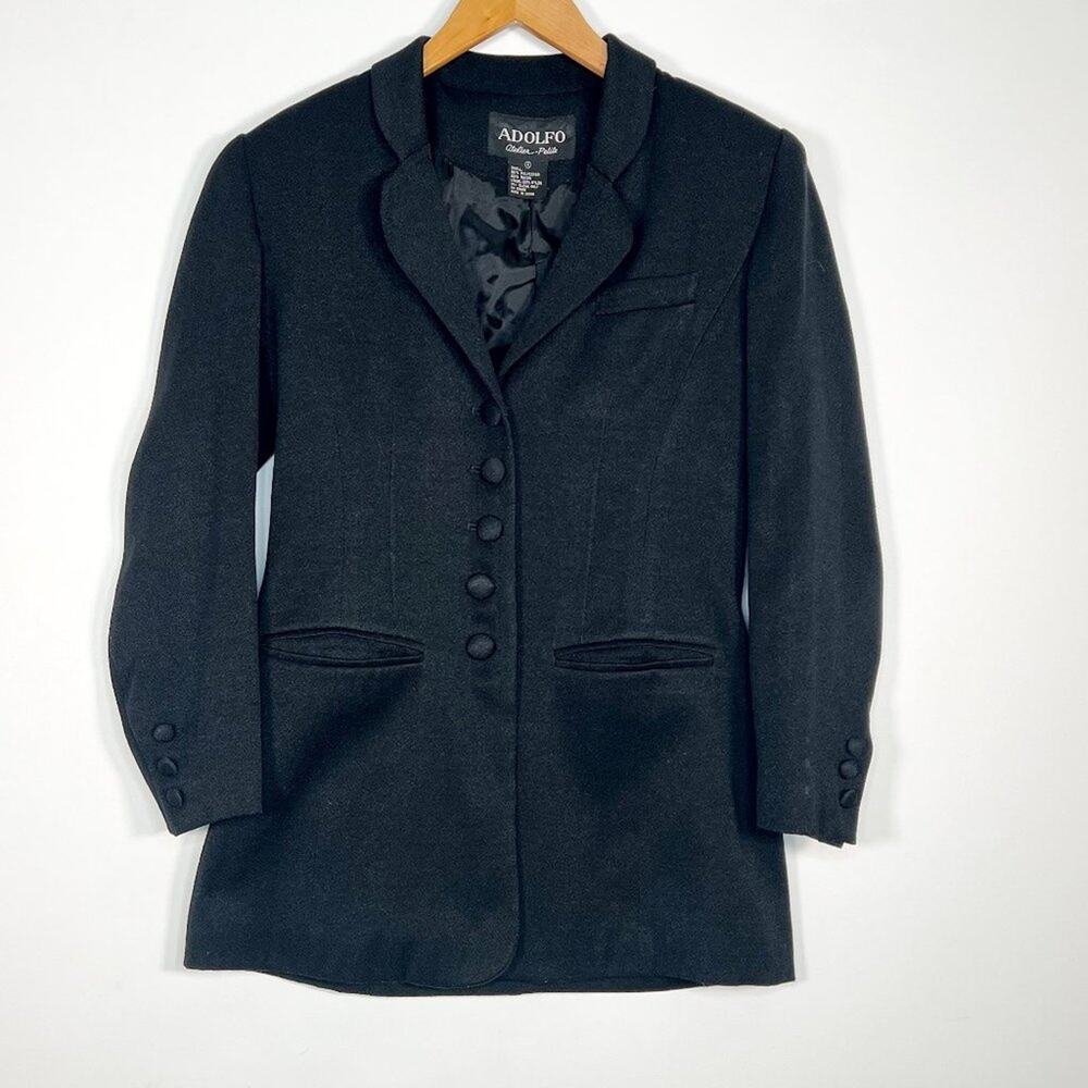 Adolfo Atelier Black Fitted Equestrian Riding Blazer Suit Jacket Womens 4